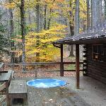 Large deck with hot tub